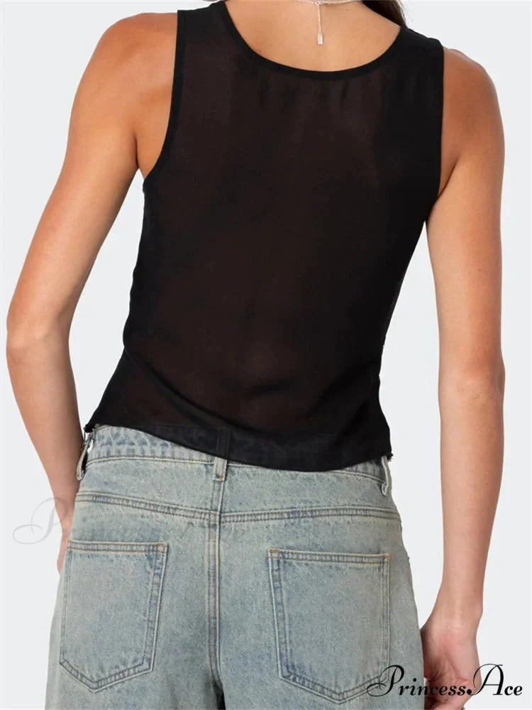 Irregular Lace Trim Low-cut Slim Crop Top croptop-250126