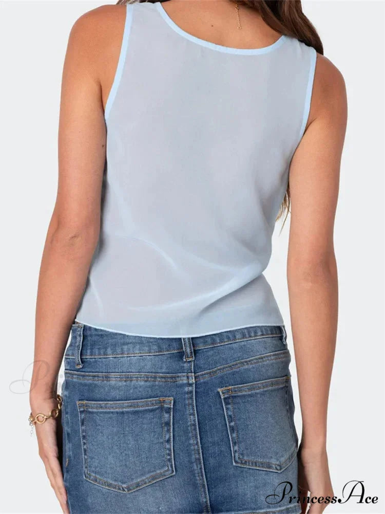 Irregular Lace Trim Low-cut Slim Crop Top croptop-250126