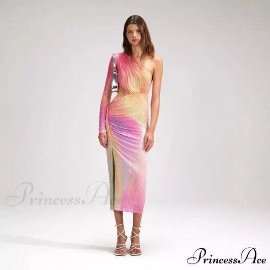 Irregular Off-The-Shoulder Vibrant Luxury Prom Gown promdress-250223