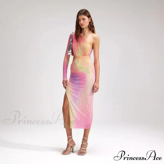 Irregular Off-The-Shoulder Vibrant Luxury Prom Gown promdress-250223