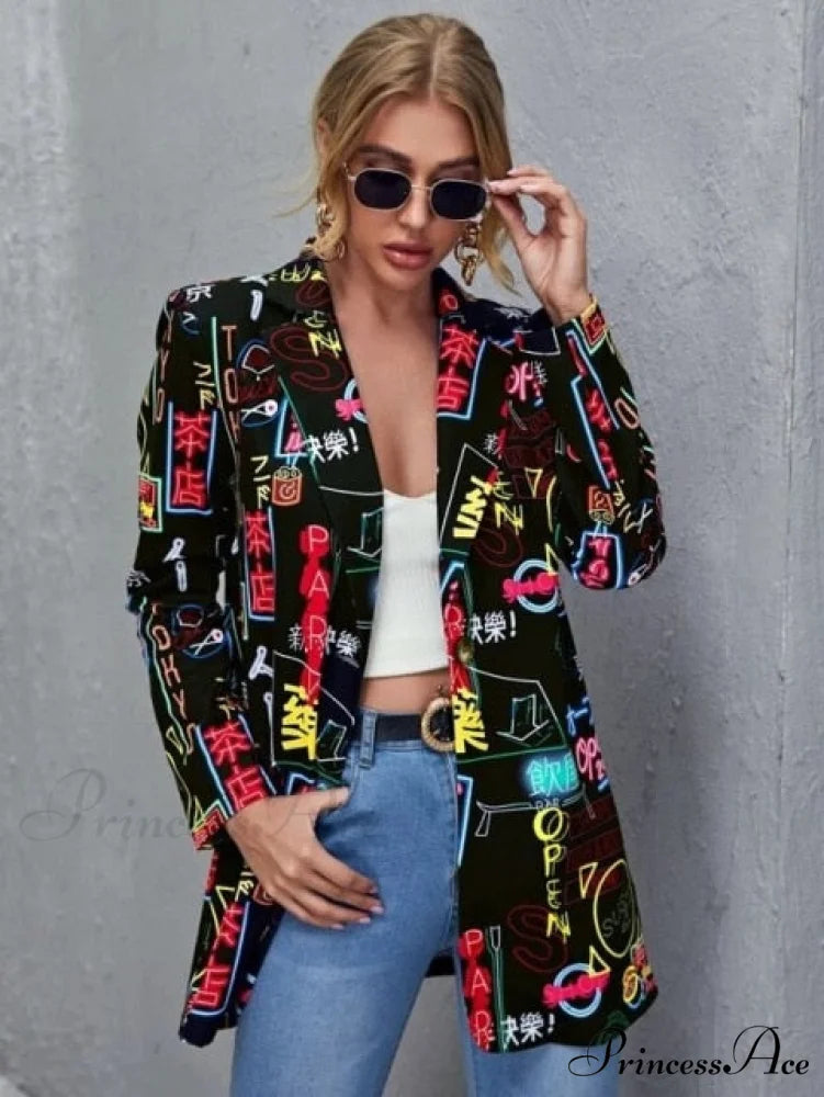 Irregular Printing Blazer black 1 / S