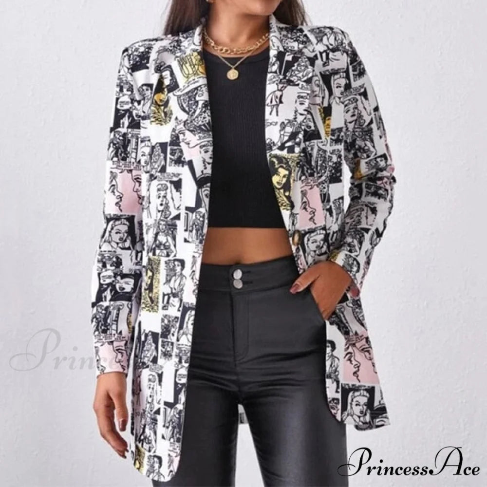 Irregular Printing Blazer black 2 / S