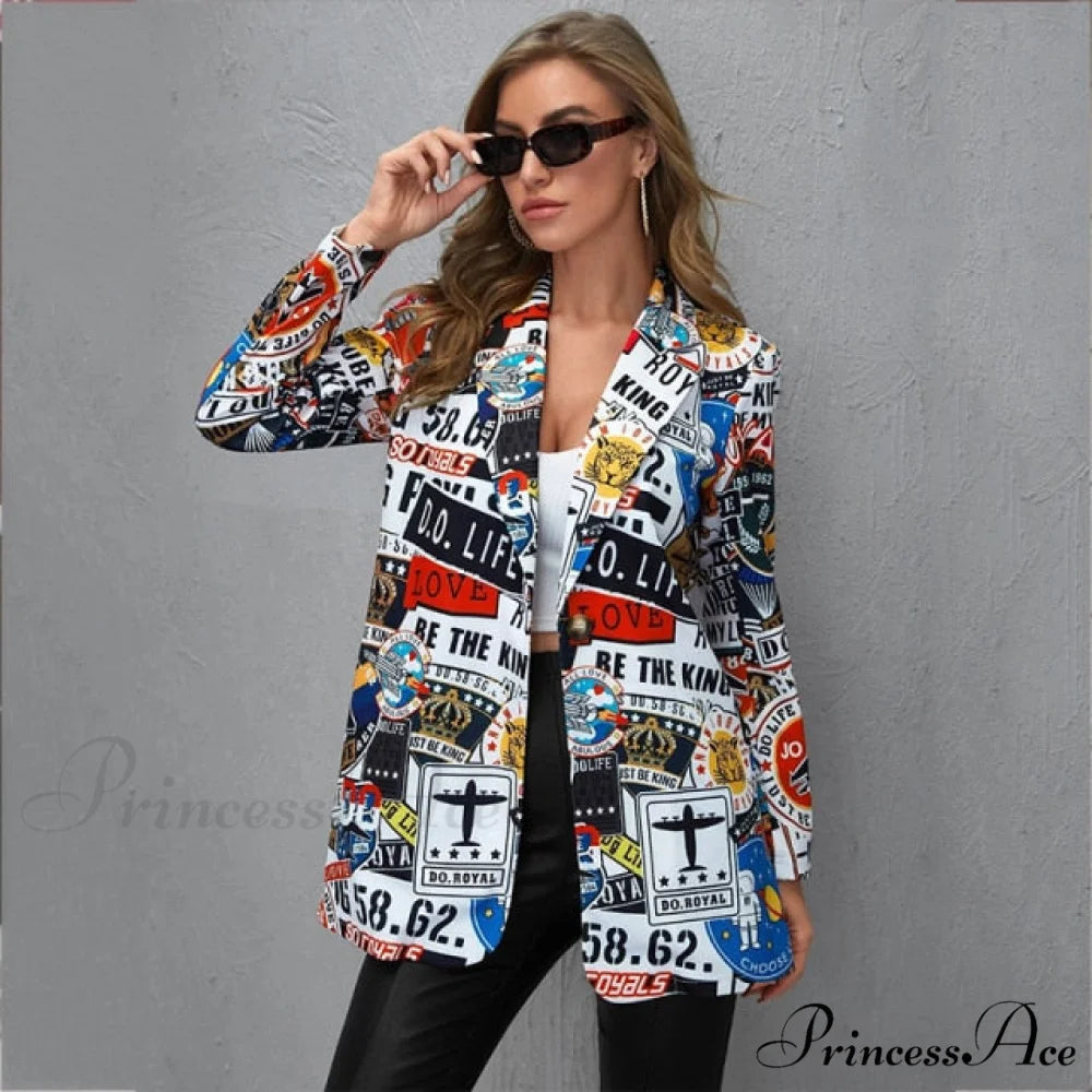 Irregular Printing Blazer blue 2 / S
