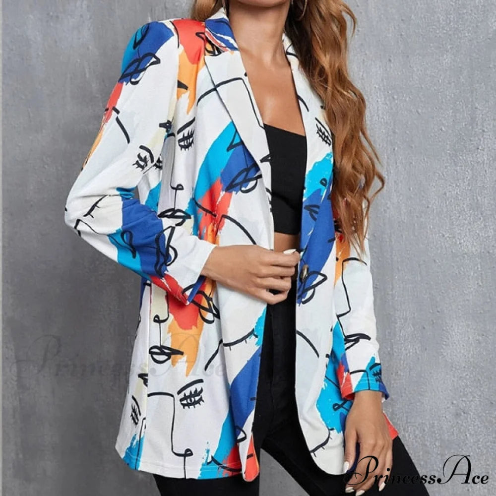 Irregular Printing Blazer blue 3 / S