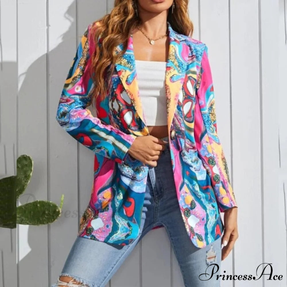 Irregular Printing Blazer colorful 1 / S