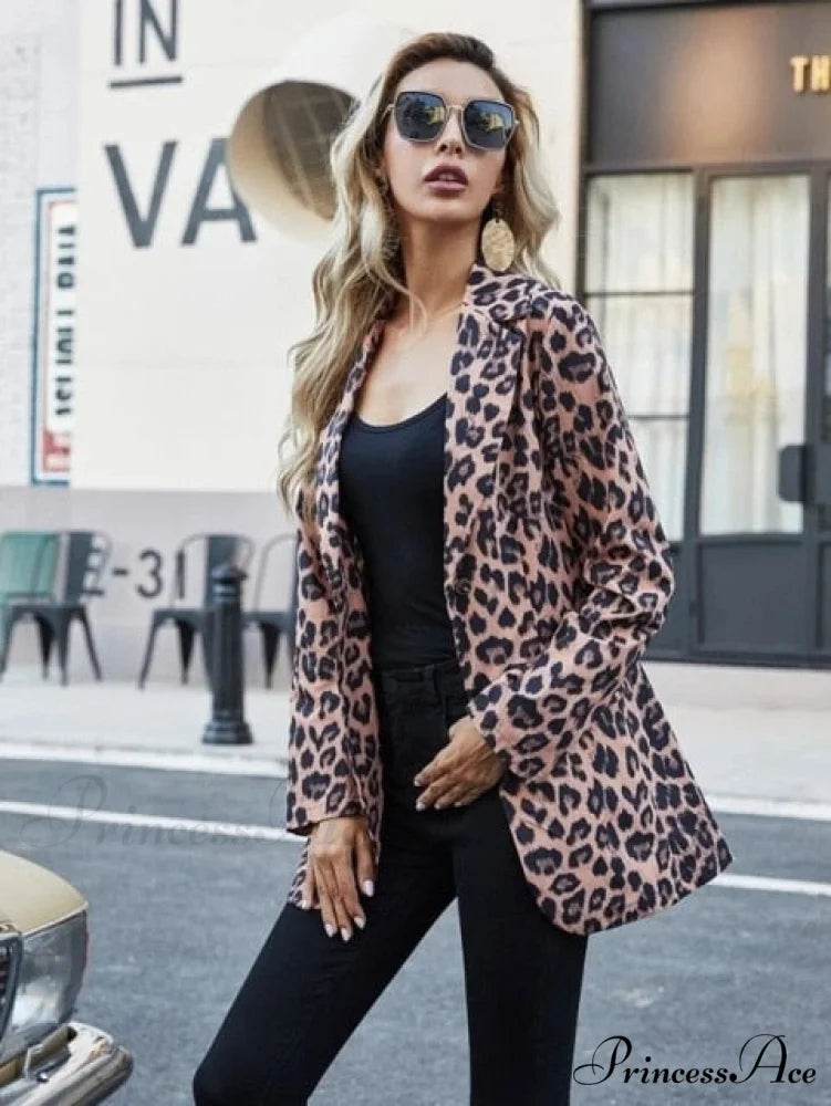 Irregular Printing Blazer leopard / S