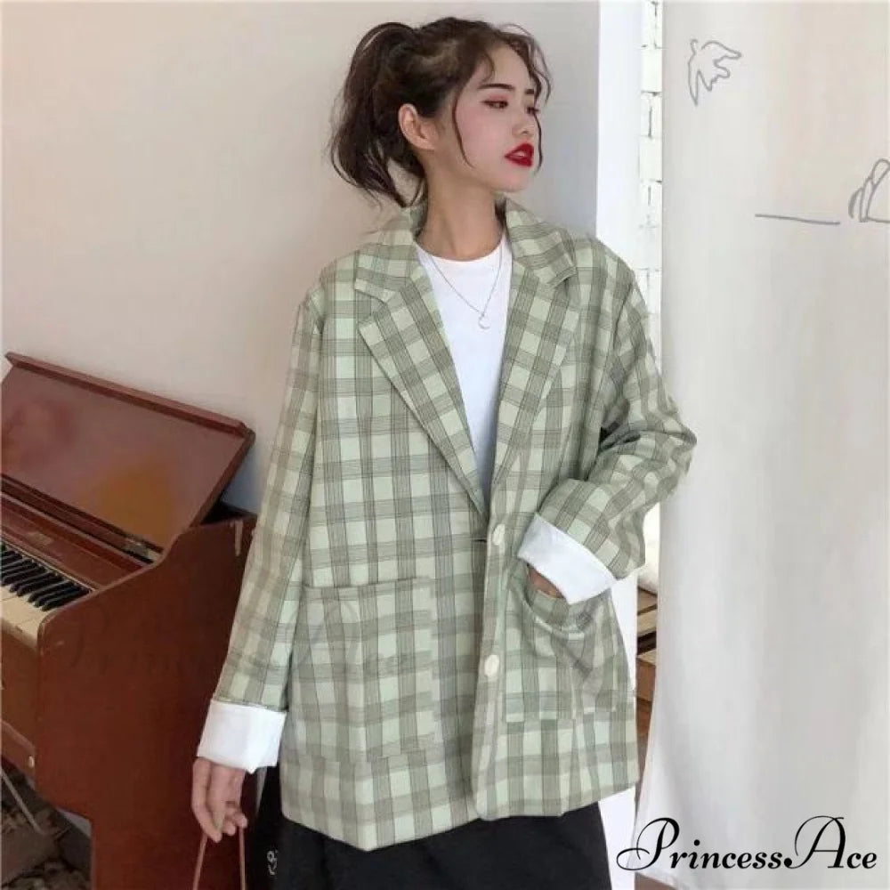 Irregular Printing Blazer plaid / S