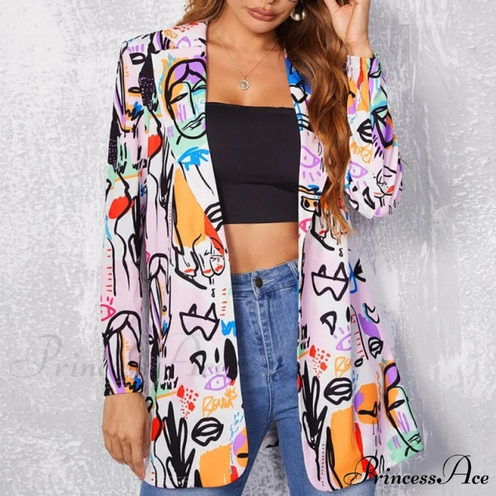 Irregular Printing Blazer purple 1 / S