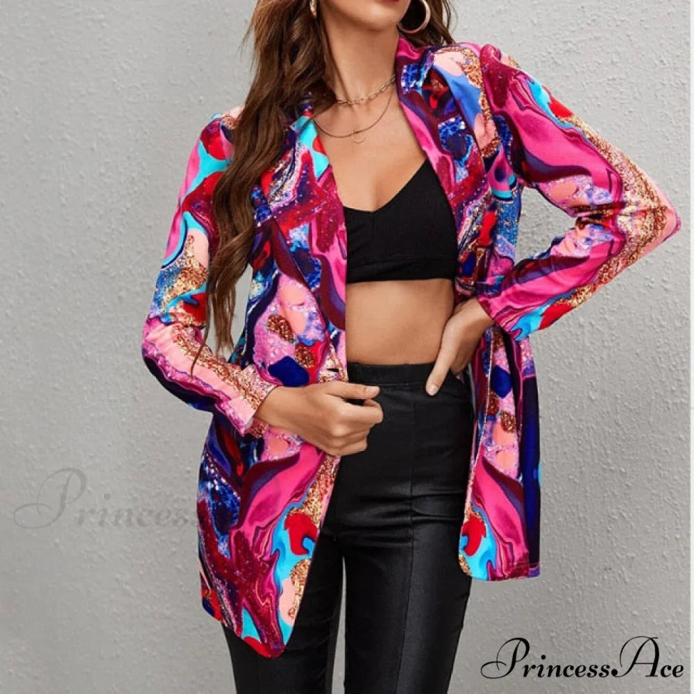 Irregular Printing Blazer purple 2 / S
