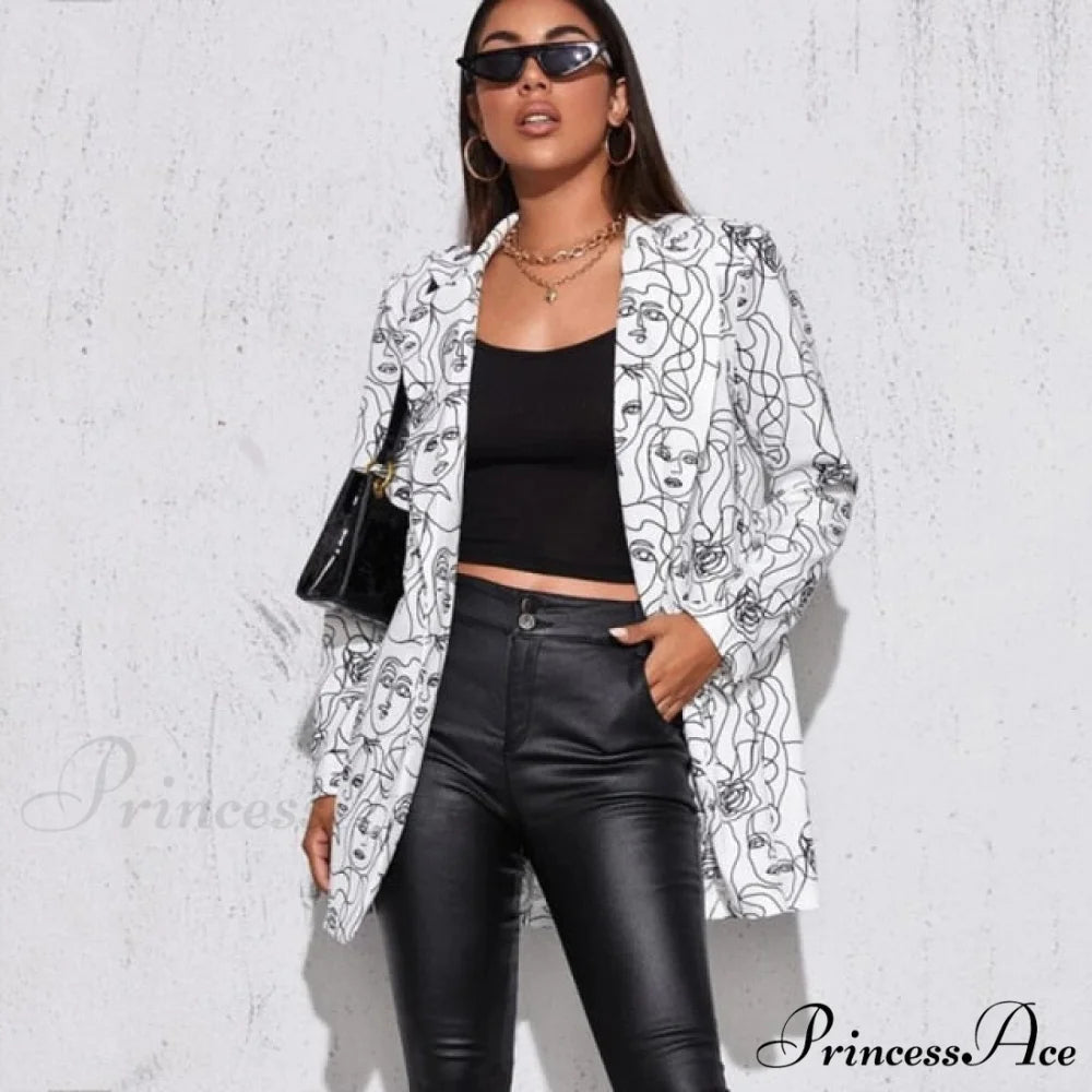 Irregular Printing Blazer white 1 / S
