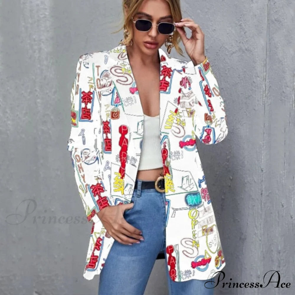 Irregular Printing Blazer white 3 / S