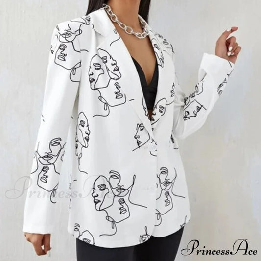 Irregular Printing Blazer white / S