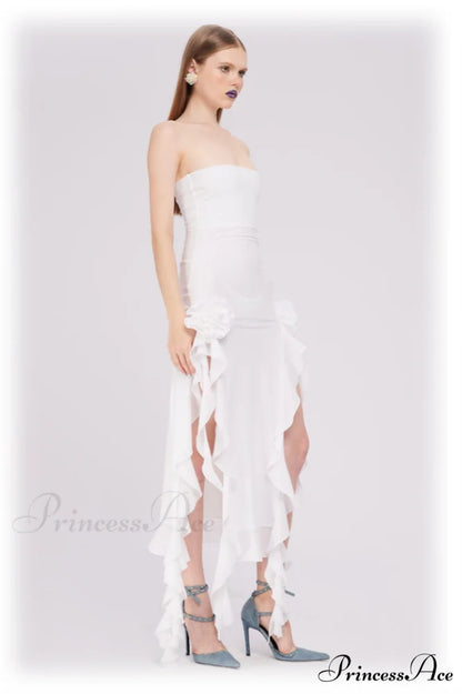 Irregular Tulle Stylish Bandeau Dress