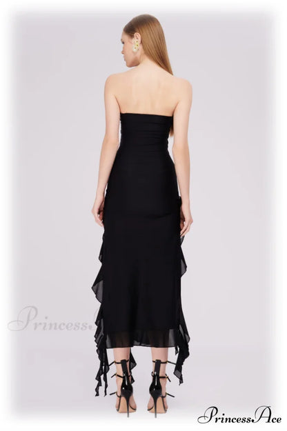 Irregular Tulle Stylish Bandeau Dress