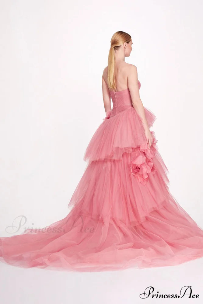 Isabella One-shoulder 3D Trendy Floral Soft Tulle Gown