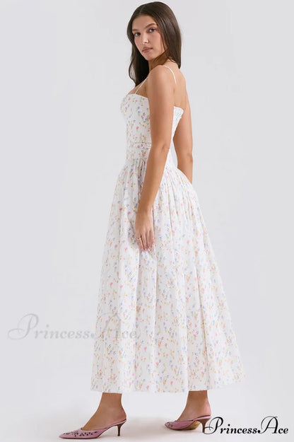 Isabella White Stylish Cotton Sundress