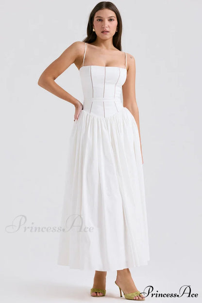 Isabella White Stylish Cotton Sundress XS / White