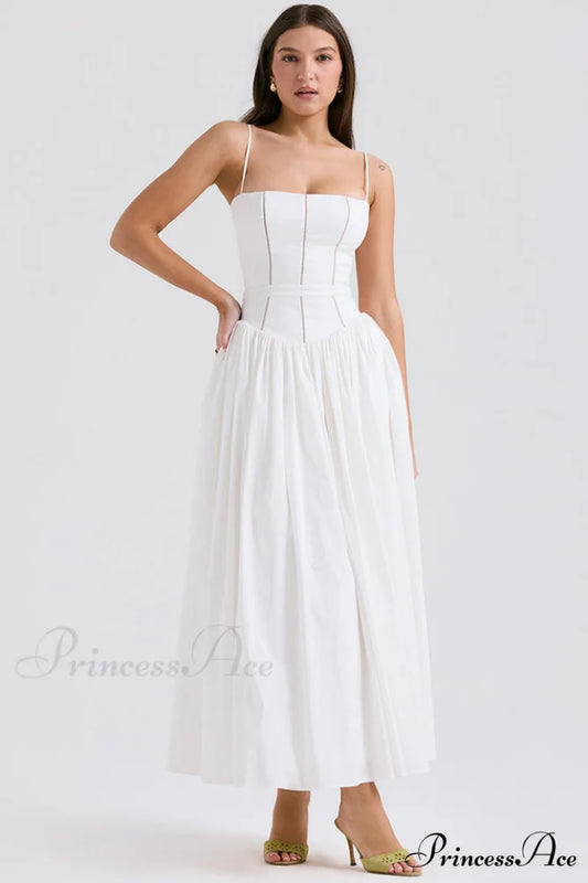 Isabella White Stylish Cotton Sundress XS / White