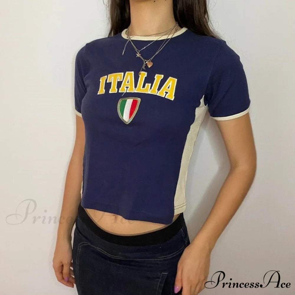 Italia Elegant Jersey Tee Blue / S