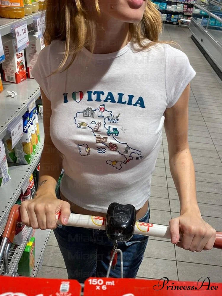 Italy Graphic Stylish Sketch White Tee