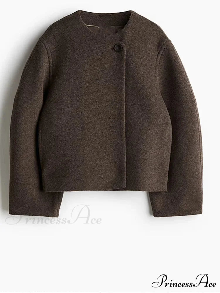 Ivory Extended Sleeve Woolen Overcoat Brown / S coats-241228