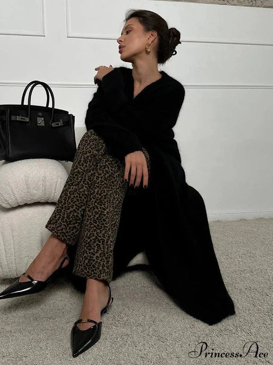 Ivory Knitted Cinched Style Cardigan Black / S cardigans-241228