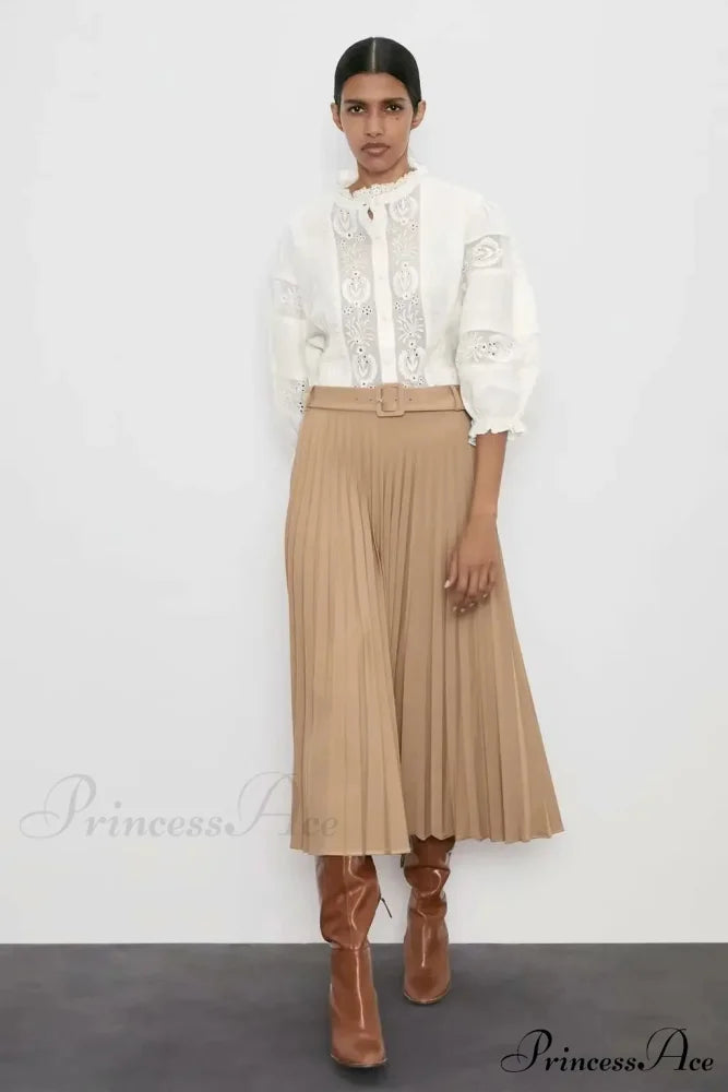 Ivory Lace Puff Sleeve Cotton Floral Embroidery Bohemian Top bohoblouse-250126