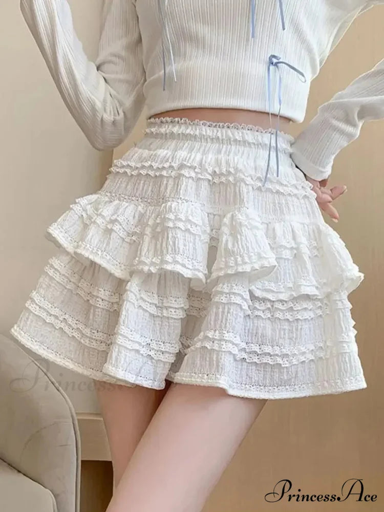 Ivory Lace Spring Cake Skirt skirts-250223
