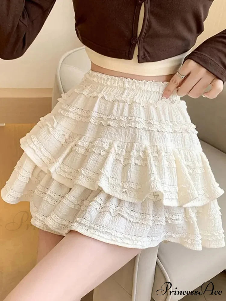 Ivory Lace Spring Cake Skirt skirts-250223