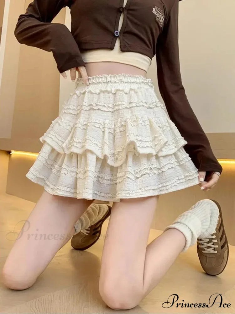 Ivory Lace Spring Cake Skirt skirts-250223