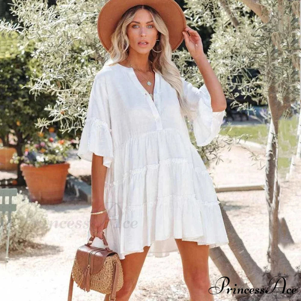 Ivory Petite Attire Festive Shoreline Attire White / One Size bohodress-250126