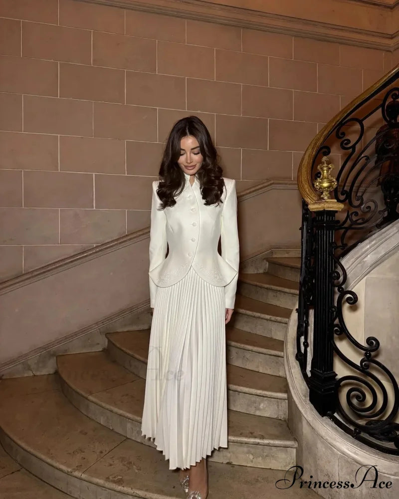 Ivory Stitched Brief Jacket white / S coats-241228