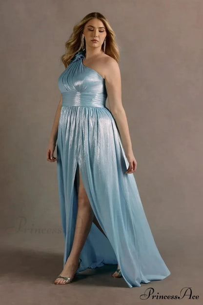 Ivy Aqua Stylish Blue Pleated Gown