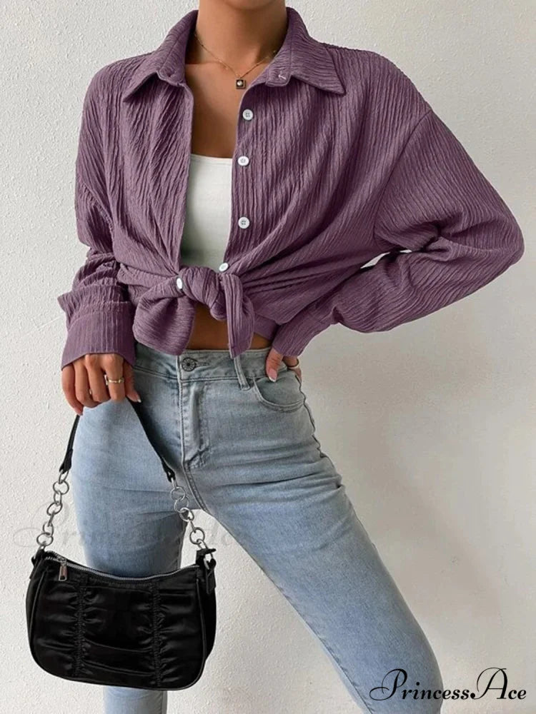 Jacket Blouse Drop with Textured Shoulder Lilac / S