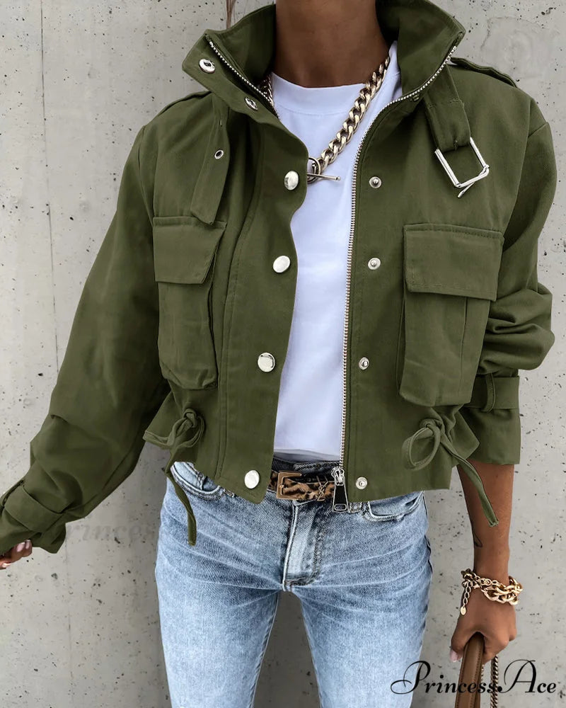 jacket featuring convenient Casual pockets Army Green / S