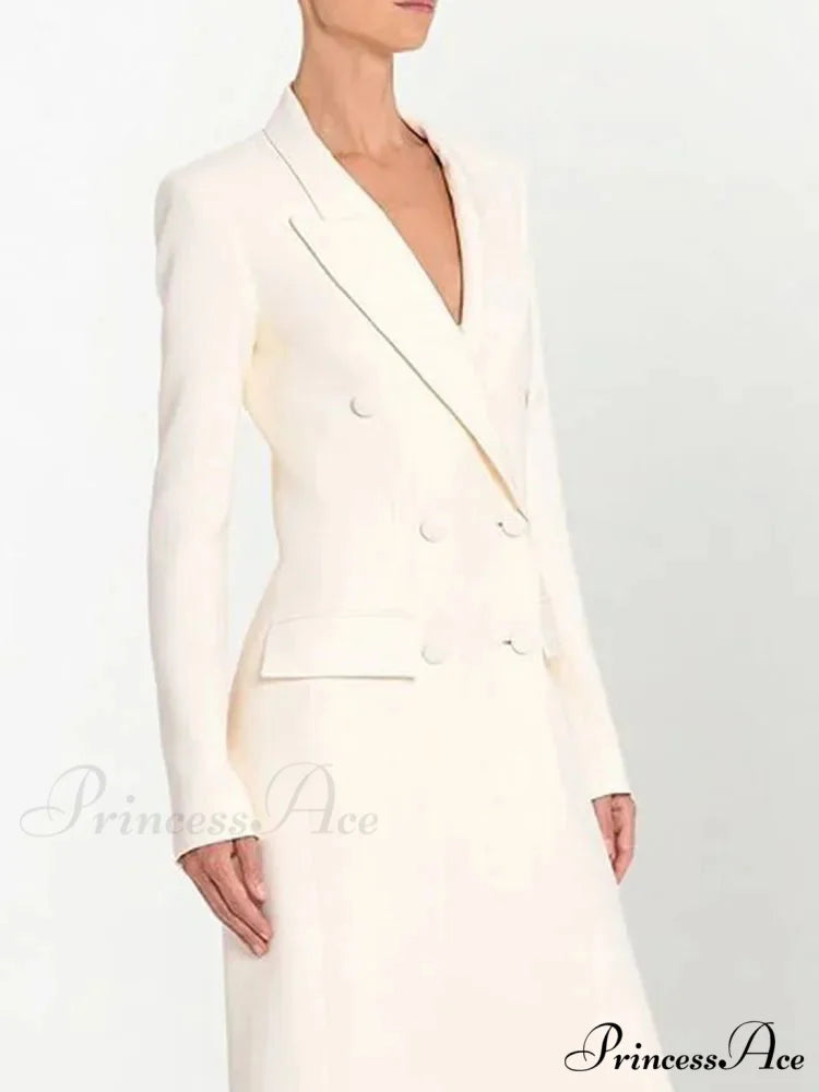 Jacket Indented Lapel Dual-Buttoned Overcoat overcoats-241228