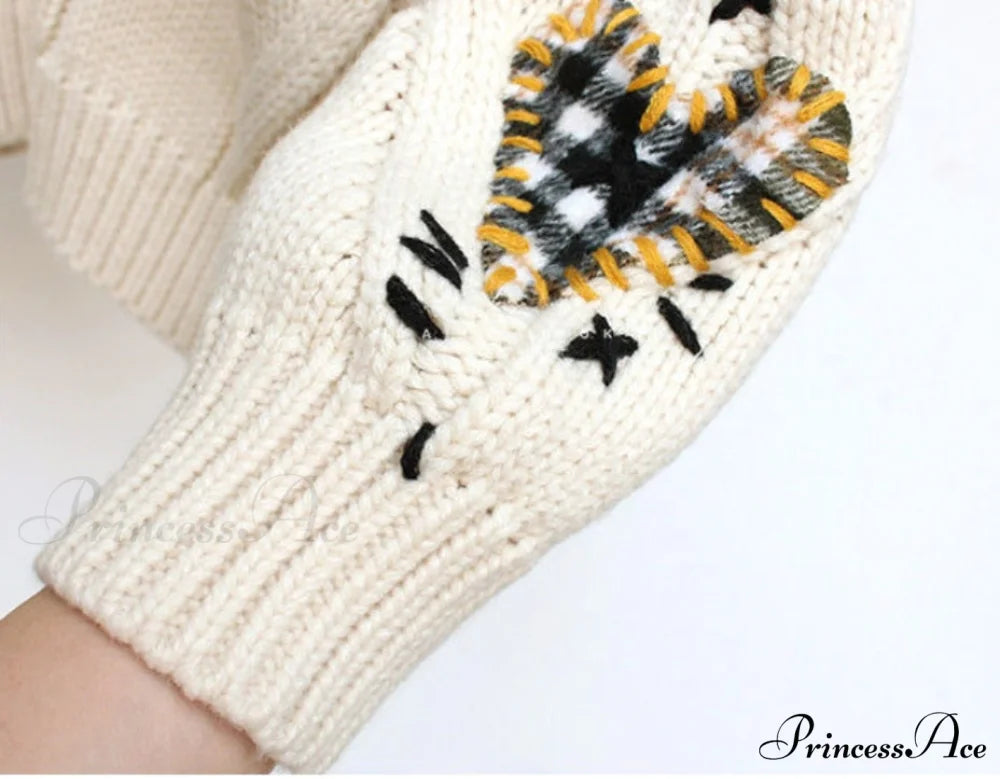 Jacket Loose Pocket Embroidery Fashion Knit Cardigan