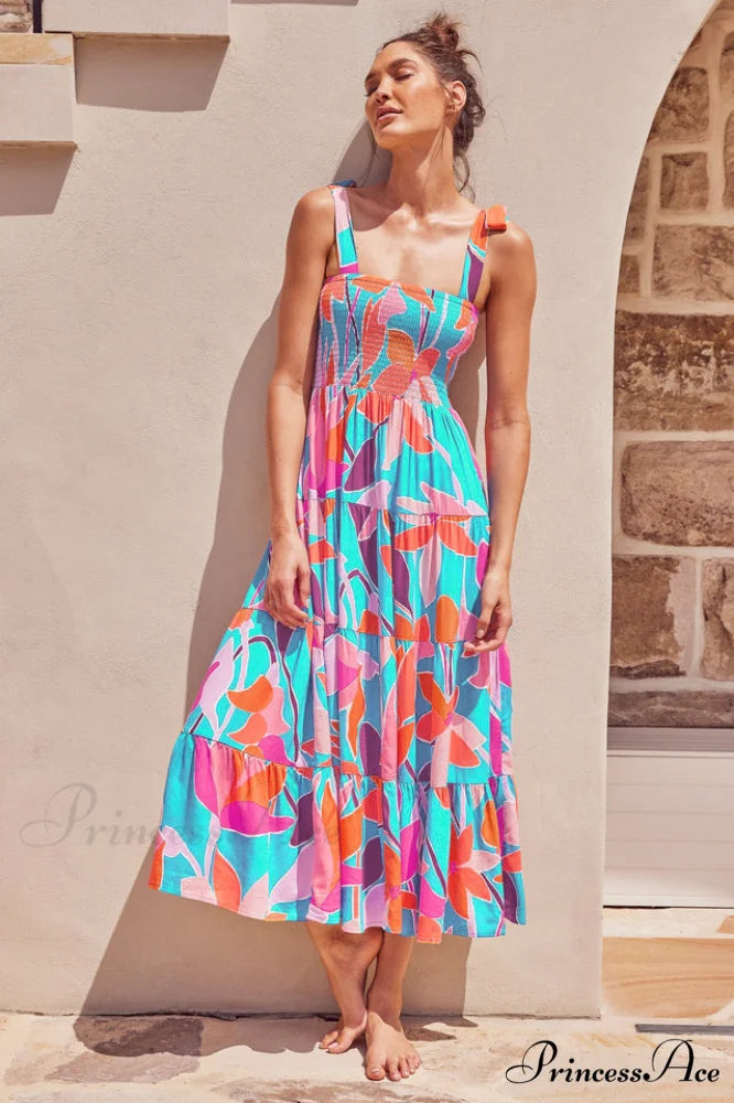 Jaclyn Smocked Stylish Maxi Dress S / 2#