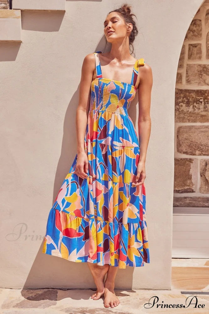 Jaclyn Smocked Stylish Maxi Dress S / 3#