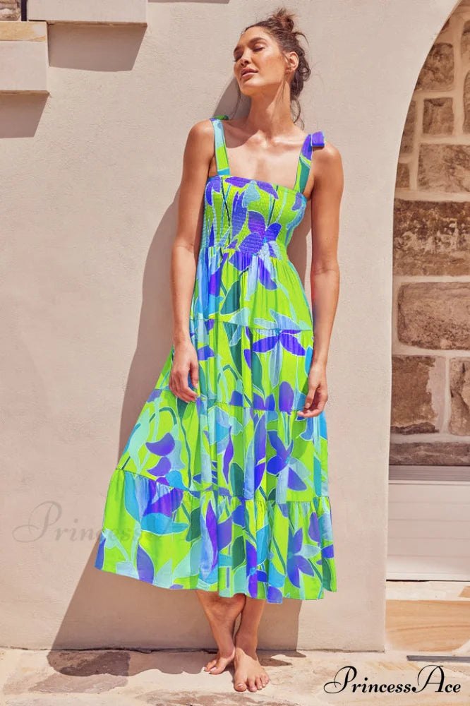 Jaclyn Smocked Stylish Maxi Dress S / 4#
