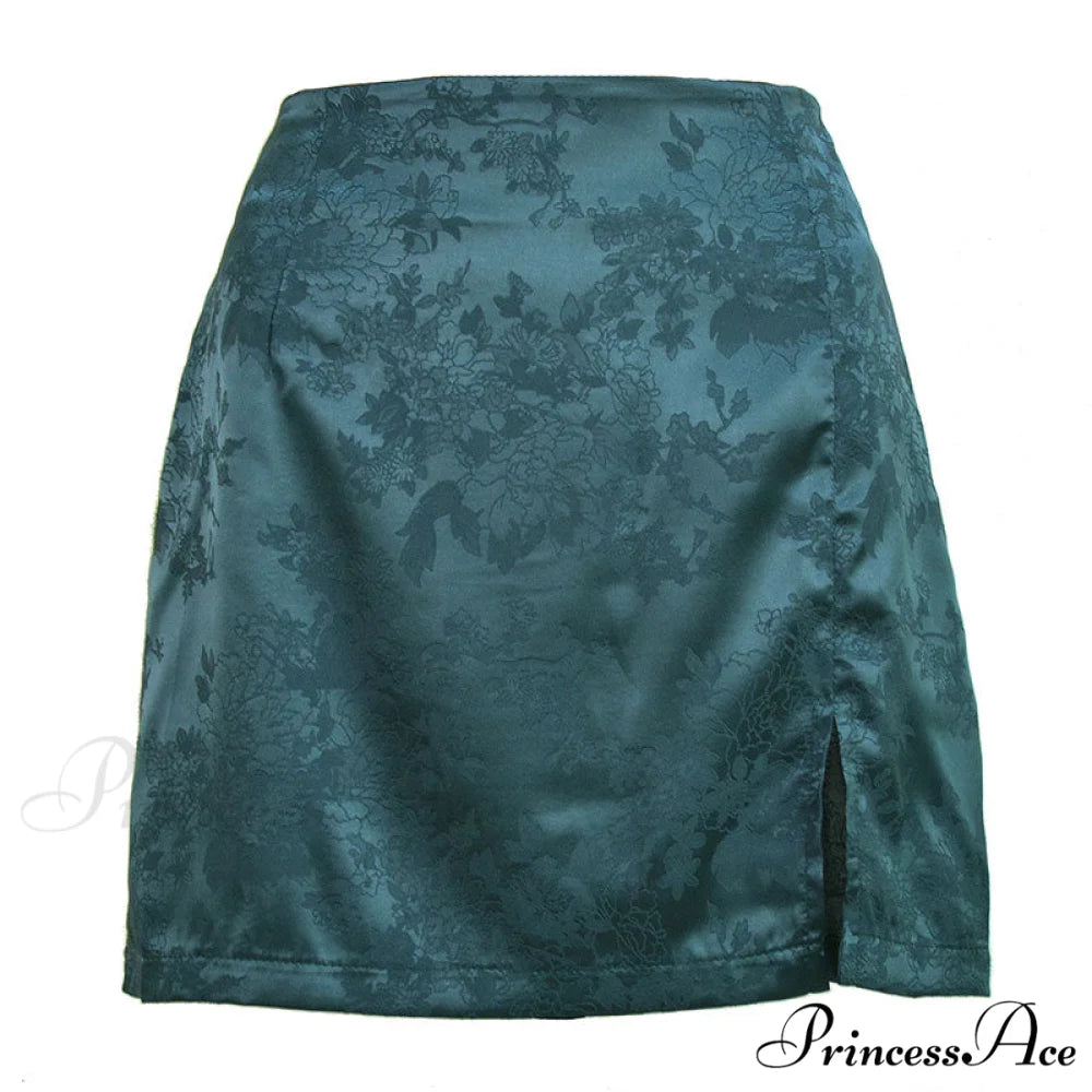 Jacquard Satin Skirt Sexy High Waist Mini Skirt