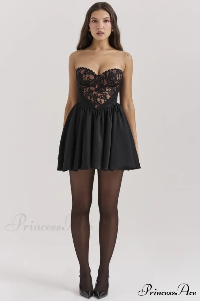 Jadore Lace And Charming Satin Mini Dress