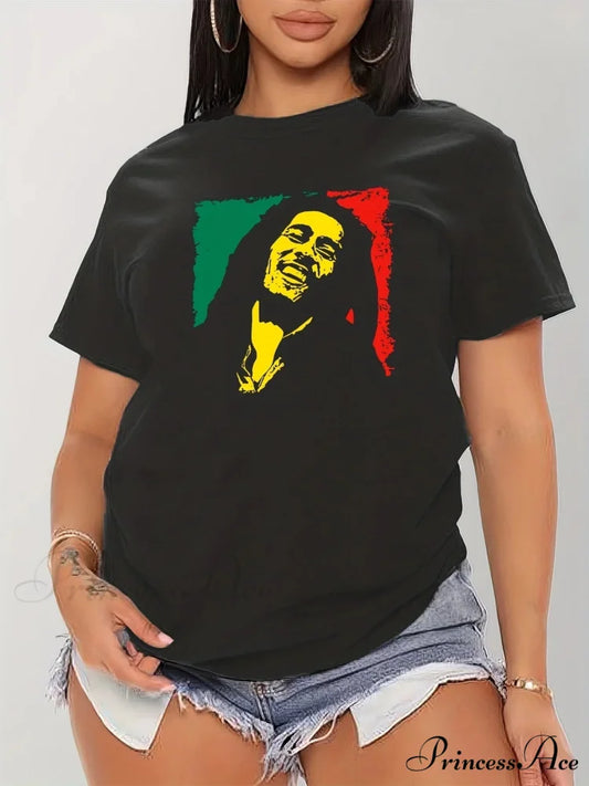 Jamaica Summer Short Sleeve Casual Women’s Clothing T-shirt BLACK / S