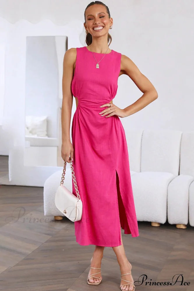 Jamila Elegant Midi Dress S / Fuchsia