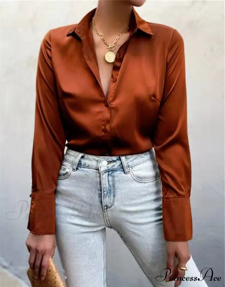 JANASIA Women’s Blouse Dark Brown / S