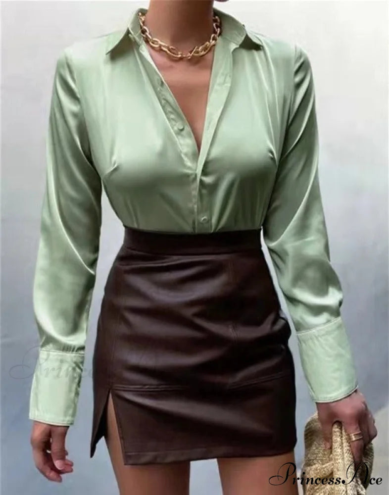 JANASIA Women’s Blouse Light Green / S