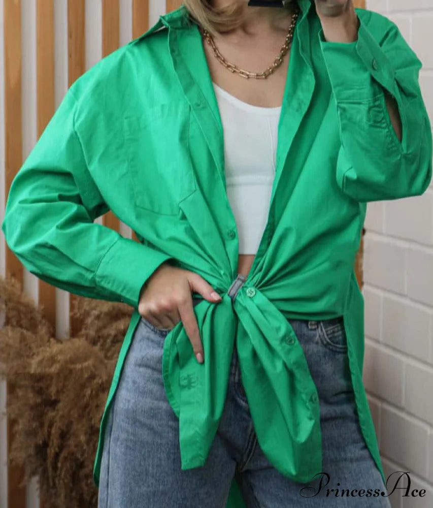 JANE OVERSIZED SHIRT Green / S