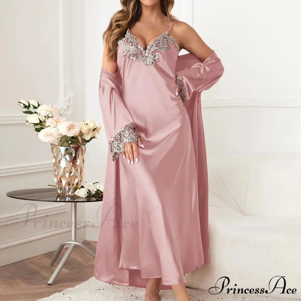 Japanese Maid Uniform Anime Cosplay Long Sleeve Big Bow Party Lolita Clothing Casual Apron Maid Outfits Dress Pink / M