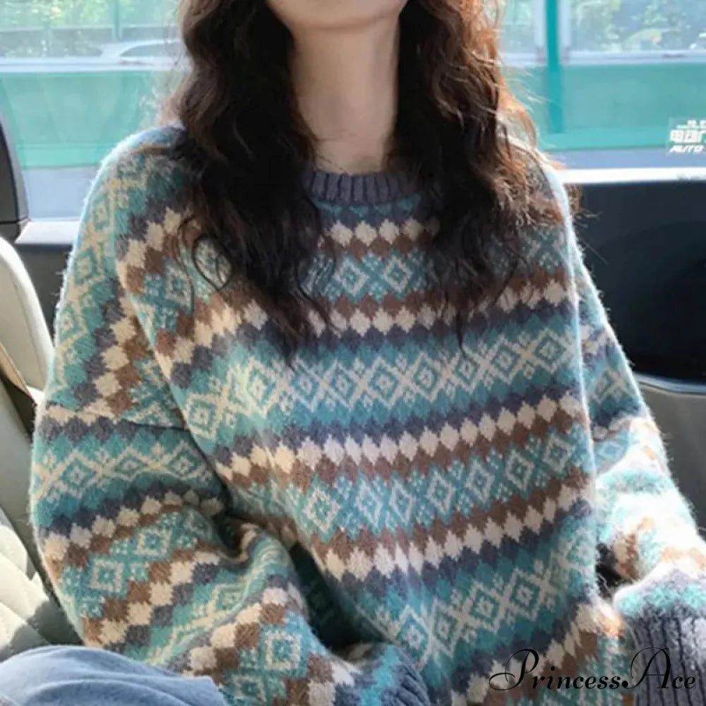 Japanese Vintage Jacquard Striped Luxury Sweater swraters-241228