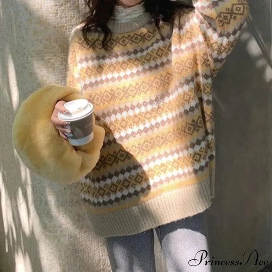 Japanese Vintage Jacquard Striped Luxury Sweater swraters-241228